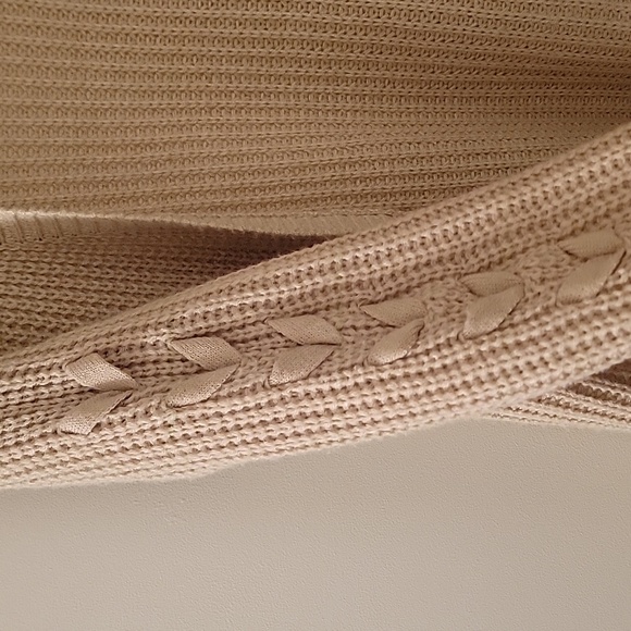 Braided Sleeve Tan Cardigan - Picture 2 of 4